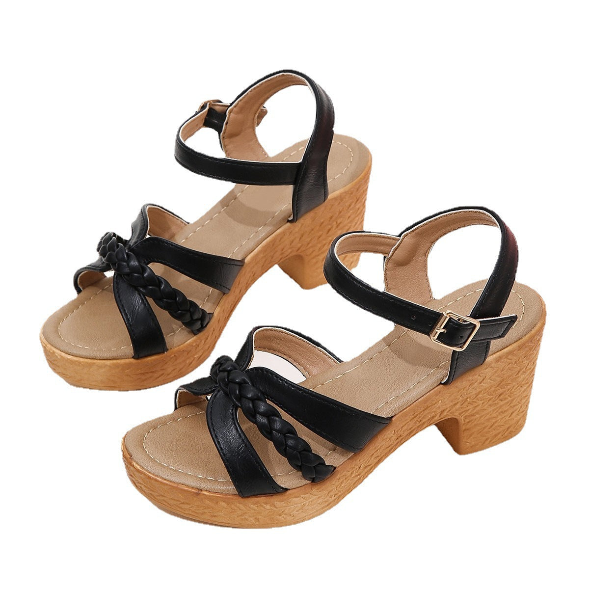 Women’s Chunky Heel Sandals with Ankle Strap in 3 Colors