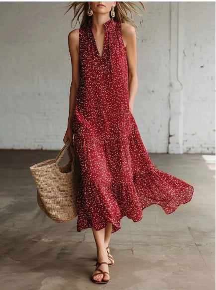 Women's Polka-Dot Sleeveless Dress