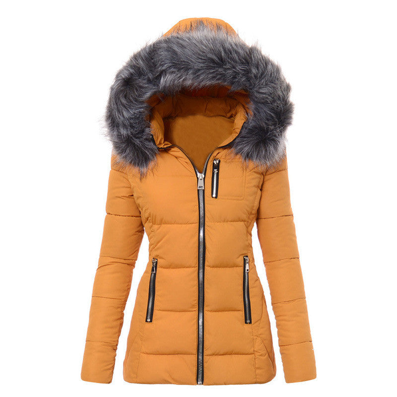 Women’s Puffer Jacket with Fur-Lined Hood