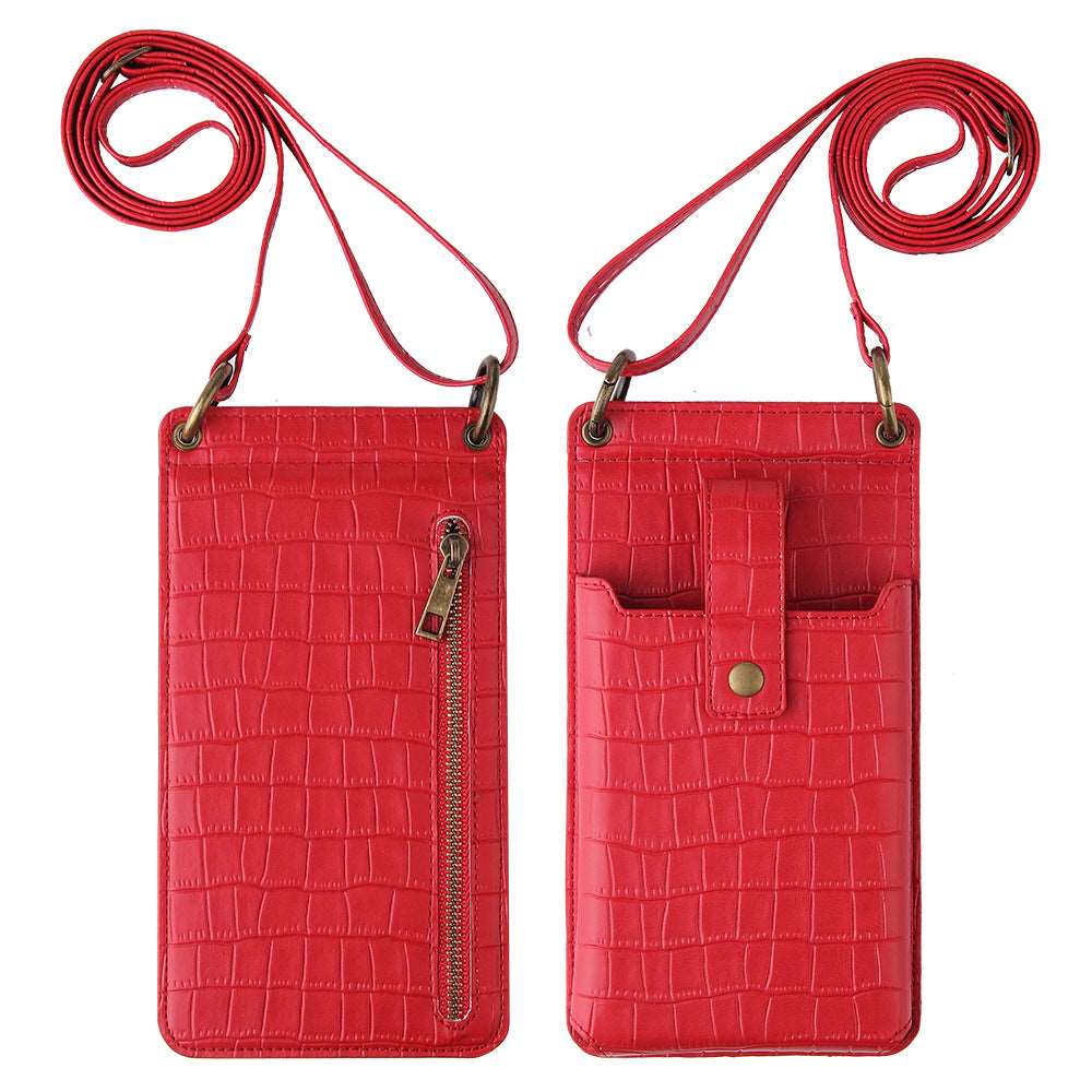 Women’s Crocodile Pattern Phone and Card Wallet Crossbody Bag with Mirror in 6 Colors - Wazzi's Wear
