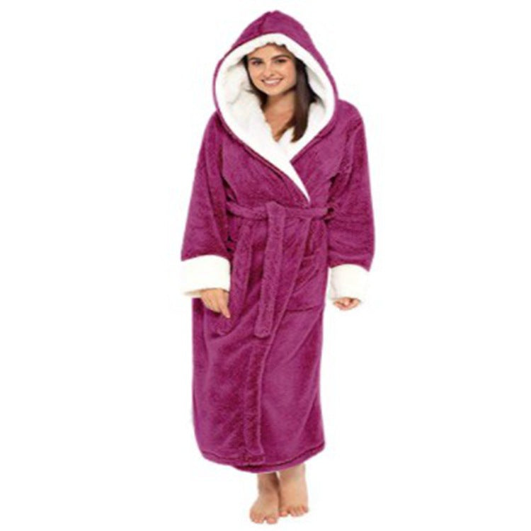 Women's Plush Housecoat with Hood in 8 Colors S-5XL - Wazzi's Wear