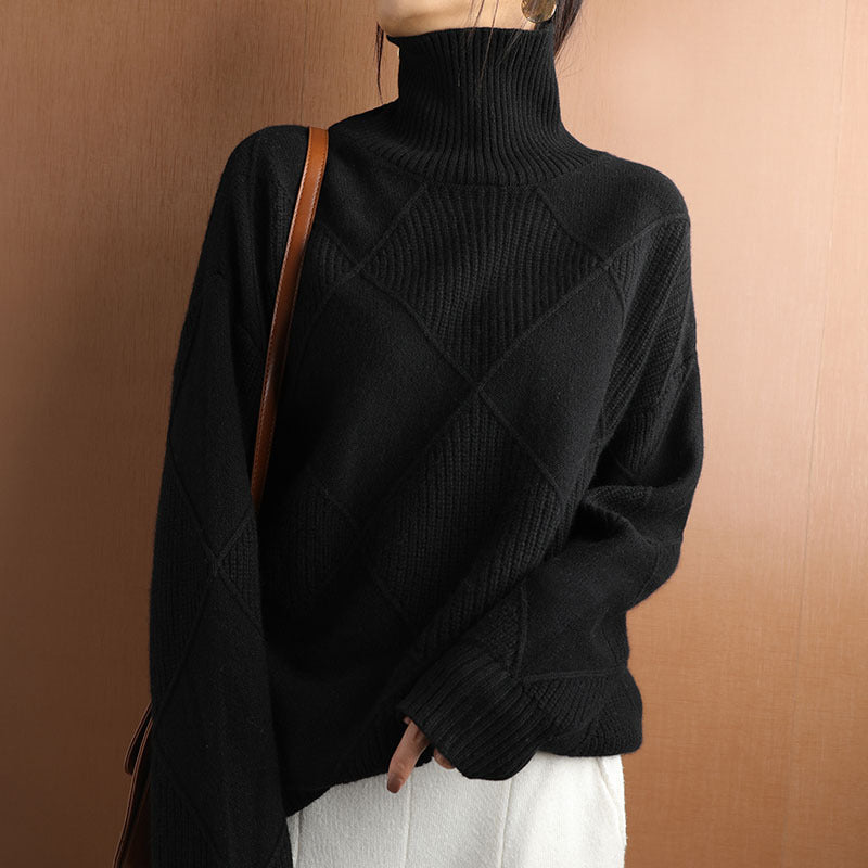 Women’s Long Sleeve Turtleneck Knit Sweater in 6 Colors S-XXL - Wazzi's Wear