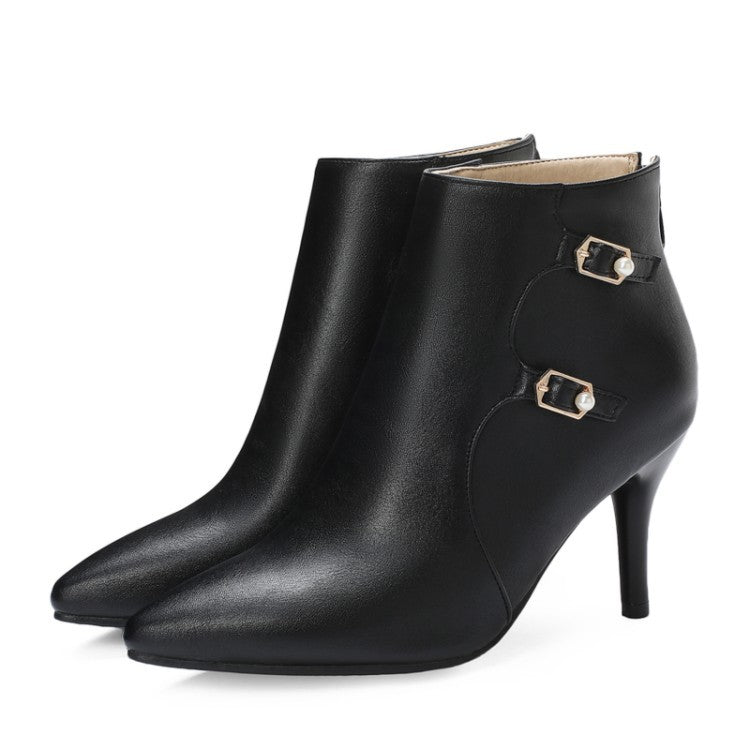 Women’s High Heel Ankle Boots with Pointed Toe and Stiletto Heel