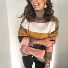 Load image into Gallery viewer, Women’s Wool Long Sleeve Striped Turtleneck Sweater in 2 Colors S-2XL - Wazzi&#39;s Wear