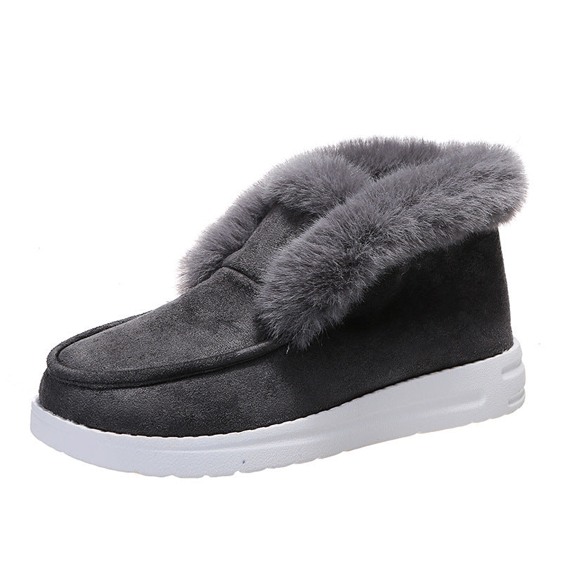 Women’s Suede Ankle Snow Boots with Plush Fur in 3 Colors - Wazzi's Wear