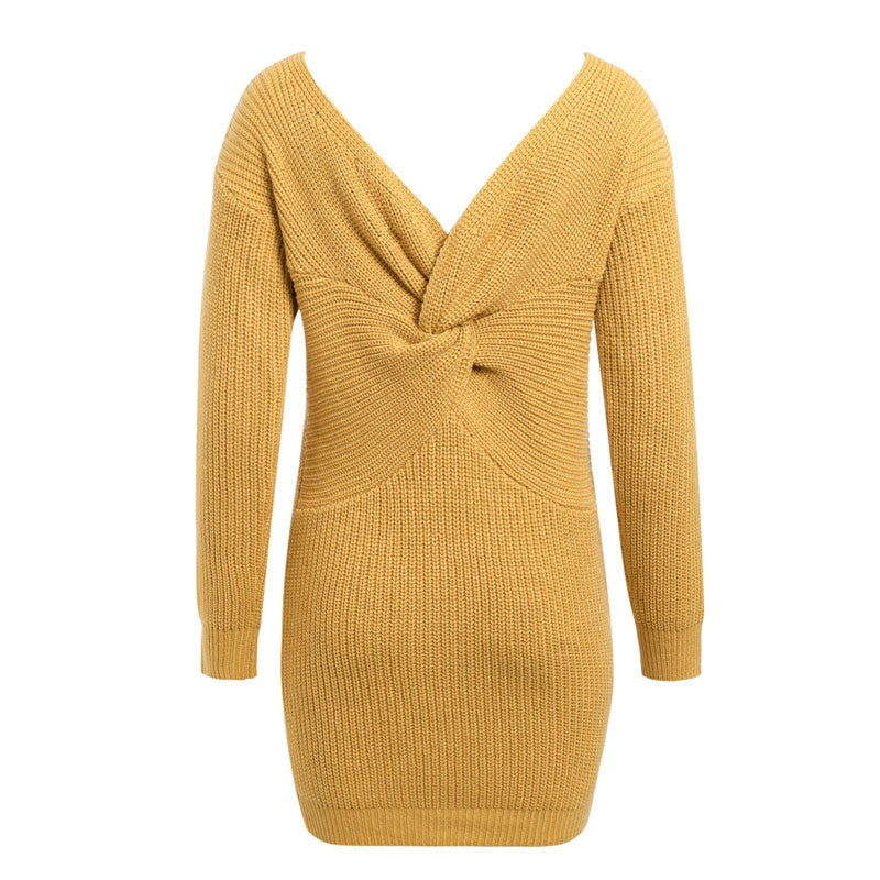 Sexy One-Shoulder Knitted Loose Sweater Dress Women