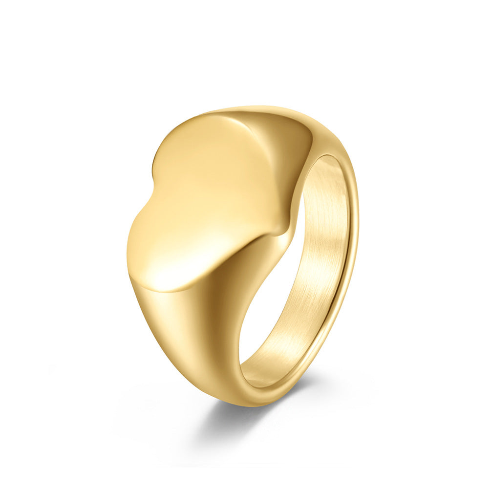 Unisex Titanium Steel Heart Shaped Ring in 2 Colors - Wazzi's Wear