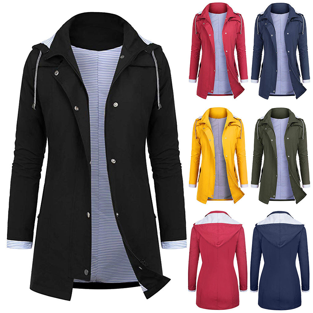 Women’s Waterproof Hooded Rain Jacket in 5 Colors S-5XL - Wazzi's Wear