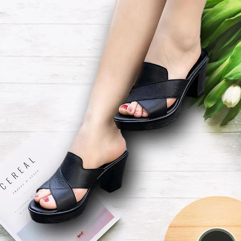 Women's Thick High Heel Sandals in 3 Colors