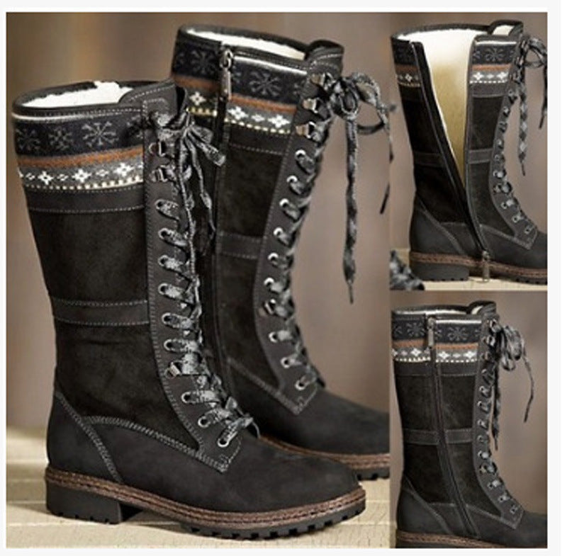 Women’s Mid-Calf Low Heel Winter Boots - Wazzi's Wear