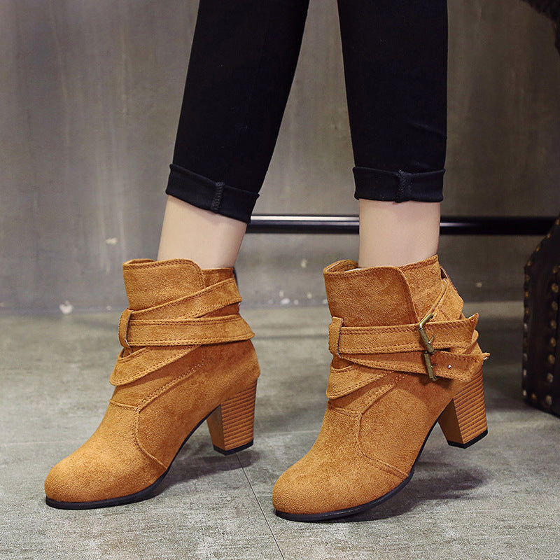 Women’s Suede Block Heel Ankle Boots