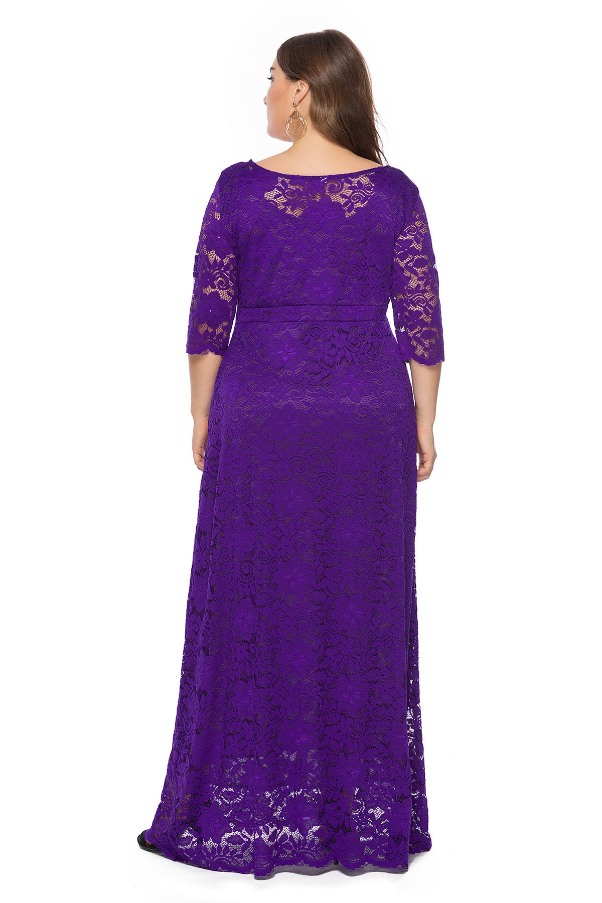 Plus Size Women New Hollow Lace Pocket Dress
