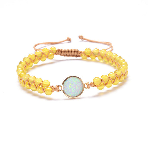 Stone and Opal Braided Bohemian Bracelet in 6 Colors - Wazzi's Wear