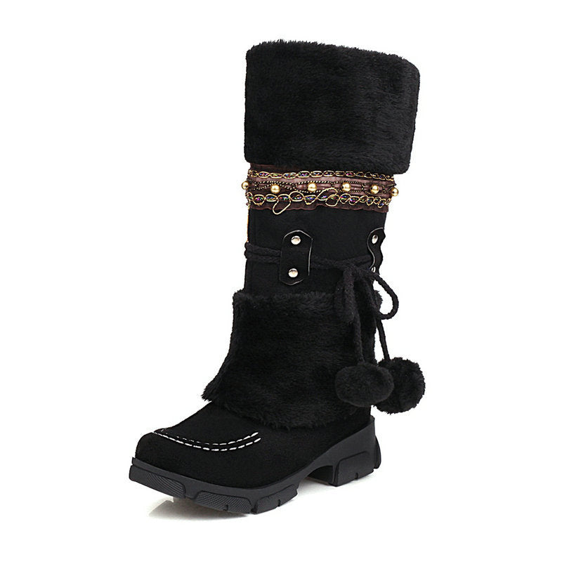 Women's Mid Calf Suede Snow Boots in 4 Colors - Wazzi's Wear