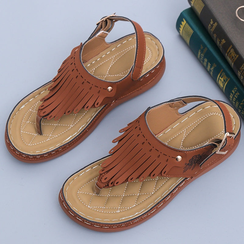 Women's Fringed Roman Thong Sandals in 5 Colors - Wazzi's Wear