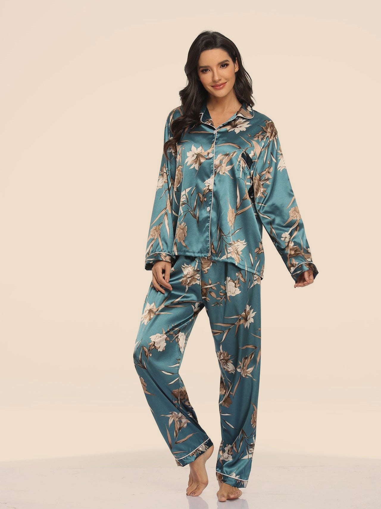 Women's Long Sleeve Loungewear  Pajama Set in 10 Patterns S-XL - Wazzi's Wear