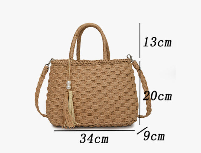 Women's Woven Hand Bag with Shoulder Strap