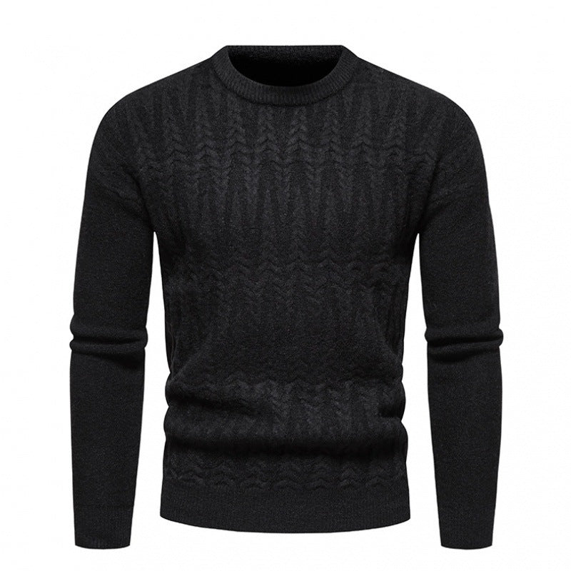 Men's Round Neck Jacquard Pullover Sweater in 8 Colors M-XXL - Wazzi's Wear