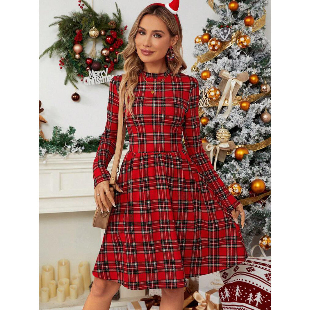 High Collar Long Sleeve Dress Christmas New European And American Style
