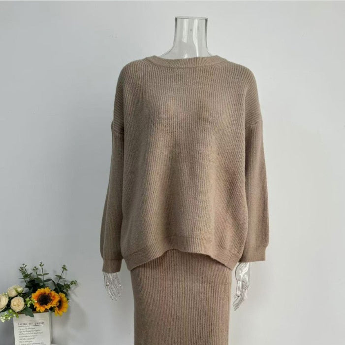 Knitted Overskirt Suit Women's Sweater Split Hip Skirt Elegant