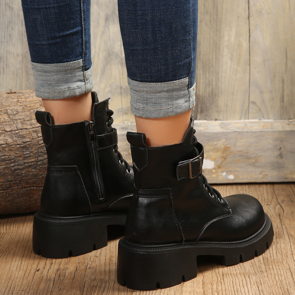 Women’s Chunky Heel Mid-Calf Combat Boots