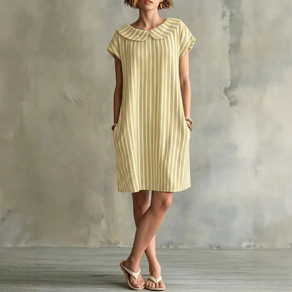 Elegant And Fashionable Printed Striped Dress For Women