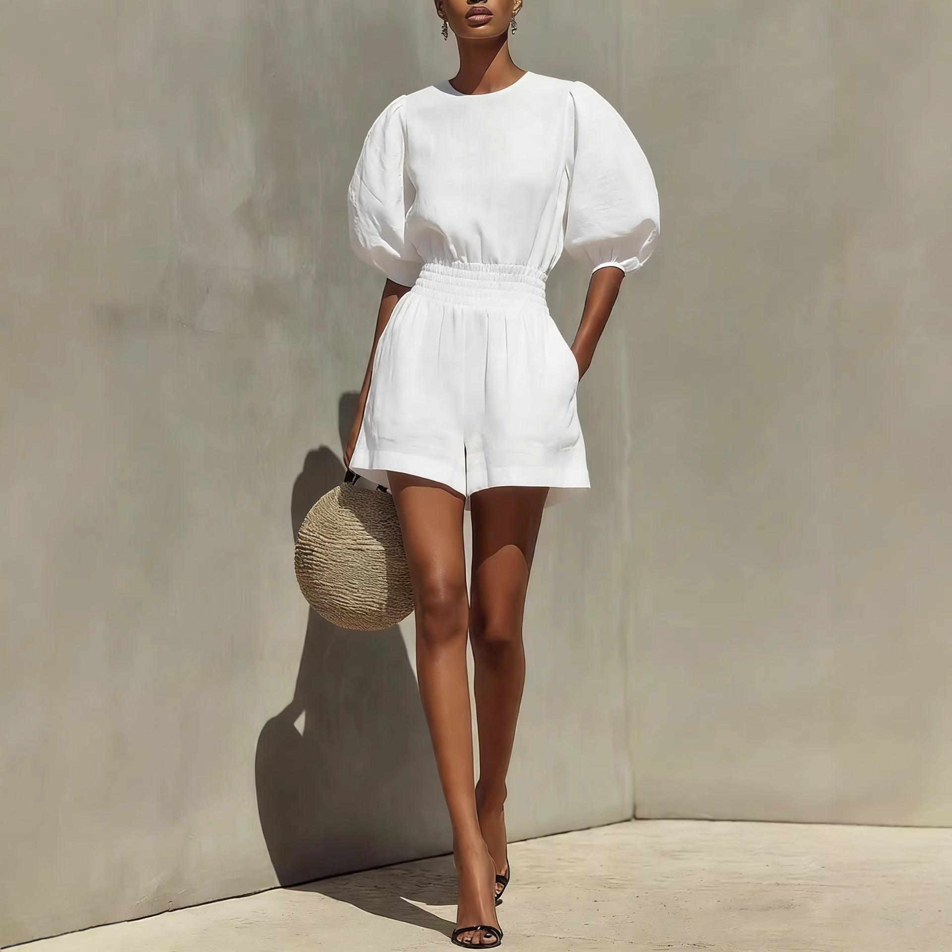 Women's Puff-Sleeve Casual Fashionable Comfortable Set
