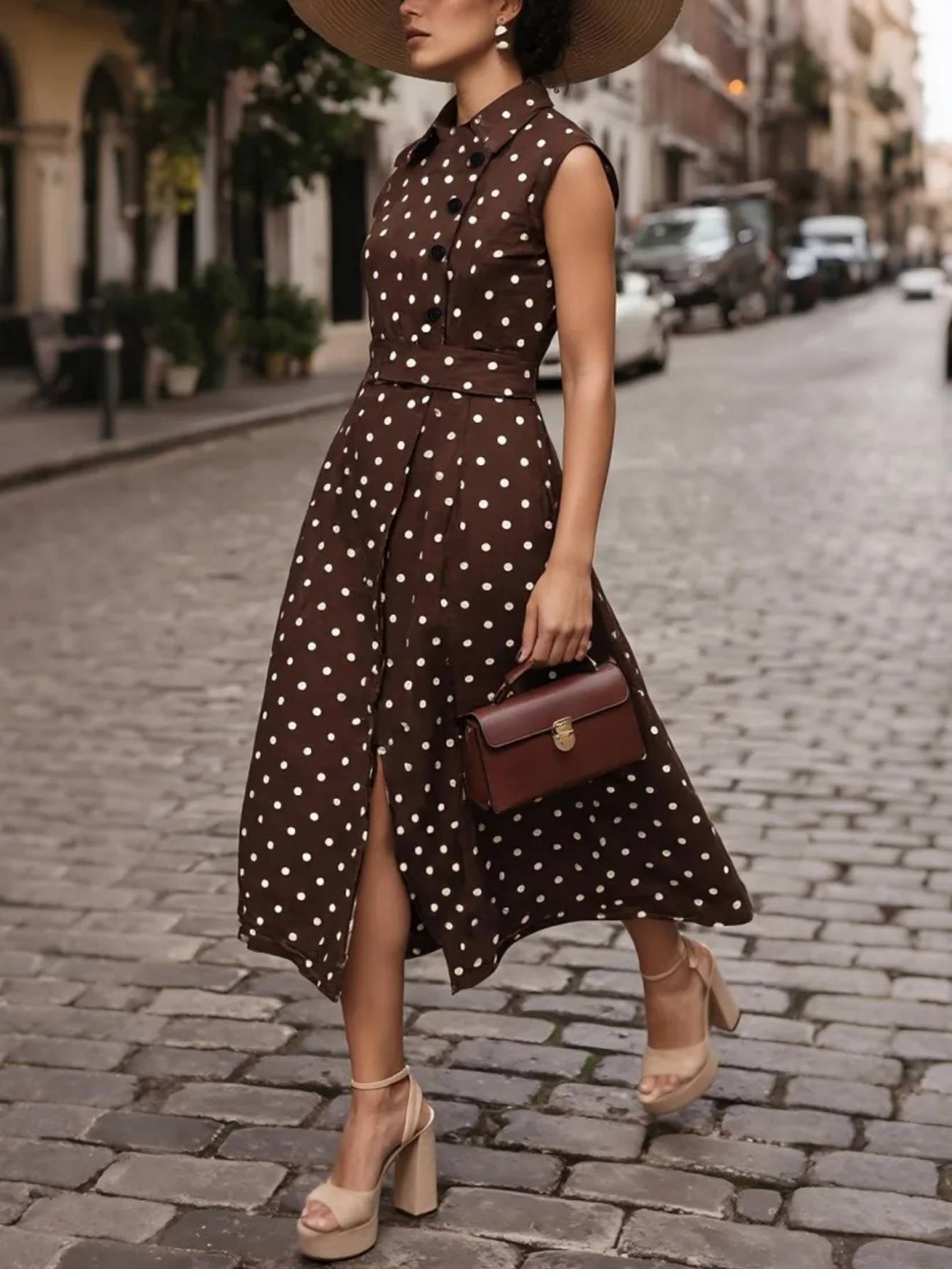 Women's Polka-Dot Printed Fashionable Casual Dress