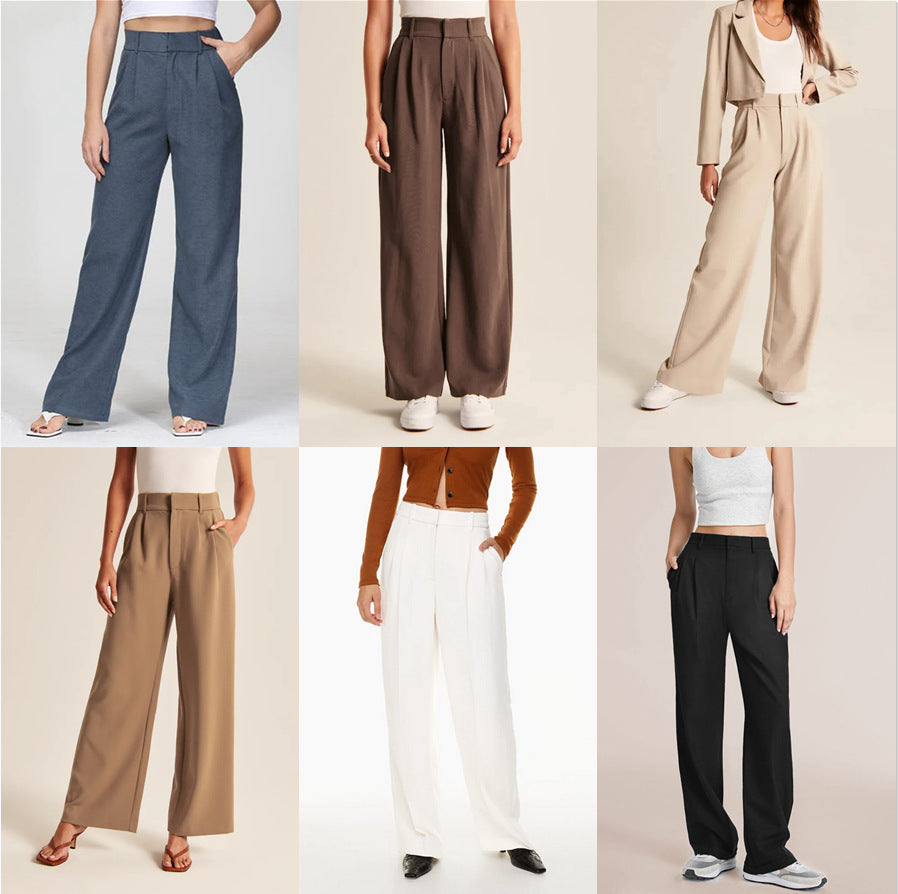 Women’s High Waist Wide Leg Pants with Pockets in 7 Colors S-5XL - Wazzi's Wear