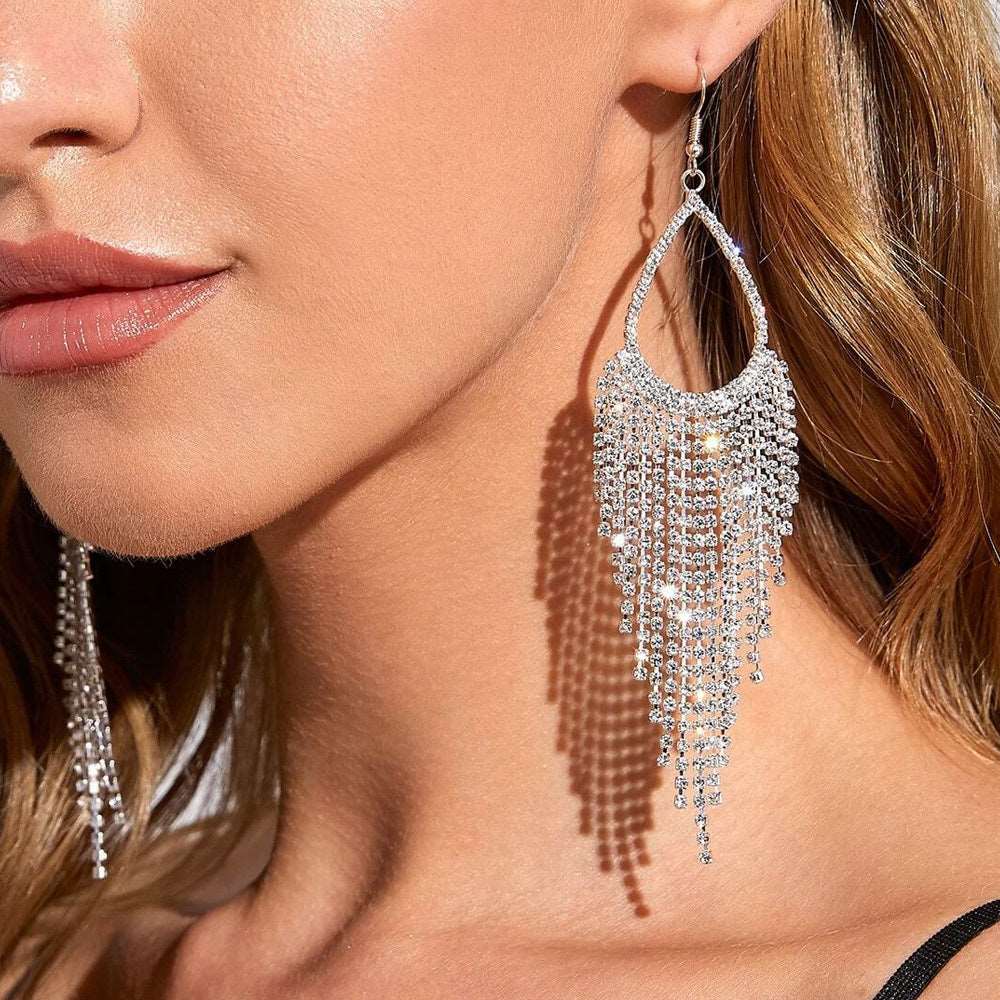 Bohemian  Rhinestone Tassel  Earrings - Wazzi's Wear