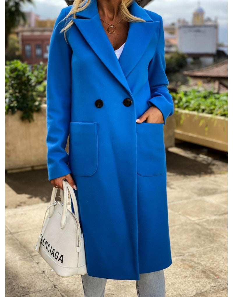 Women’s Wool Coat with Lapel and Pockets