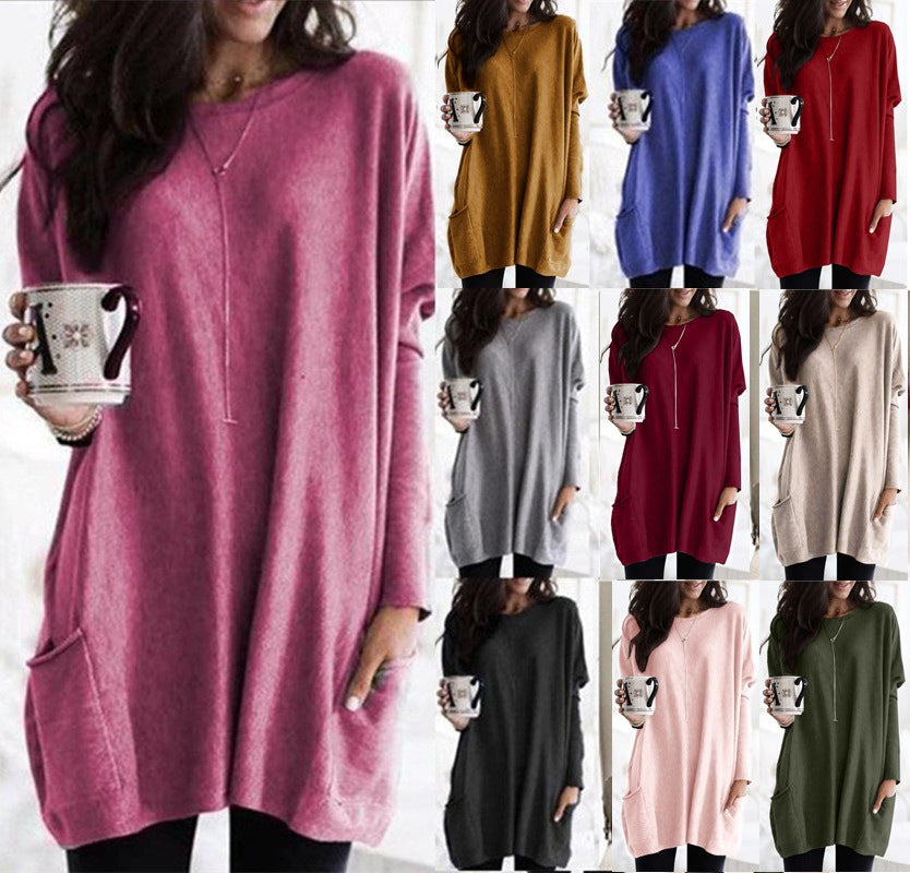 Women’s Long Sleeve Top with Pockets in 12 Colors S-5XL - Wazzi's Wear