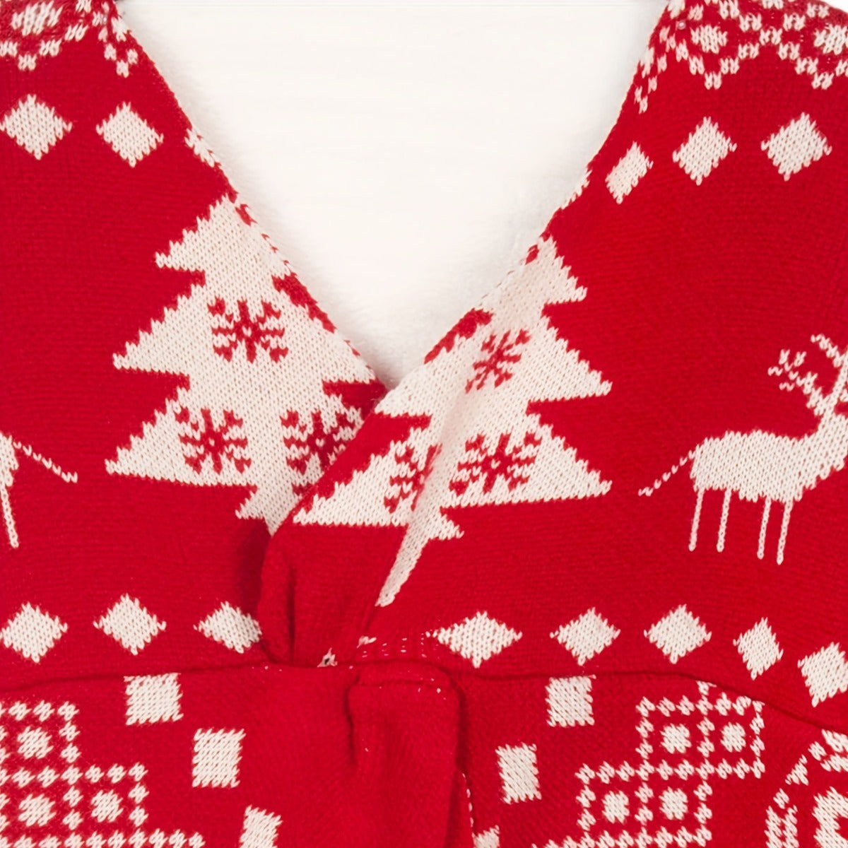 Women's Backless Off-shoulder Christmas Snowflake Pattern Long-sleeved Sweater