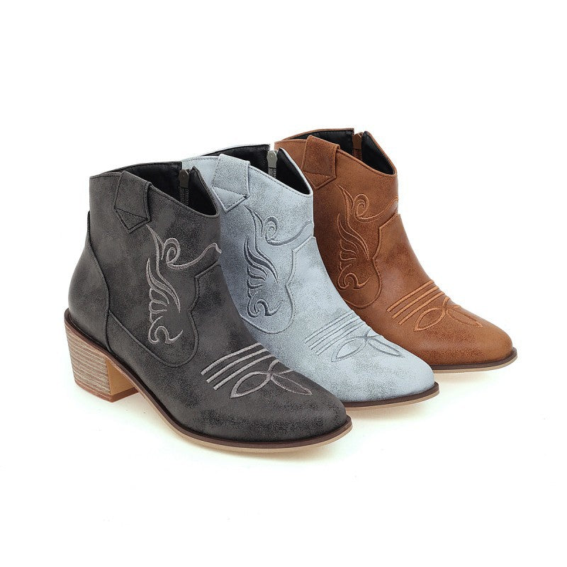 Women’s Leather Ankle Height Cowboy Boots in 3 Colors - Wazzi's Wear