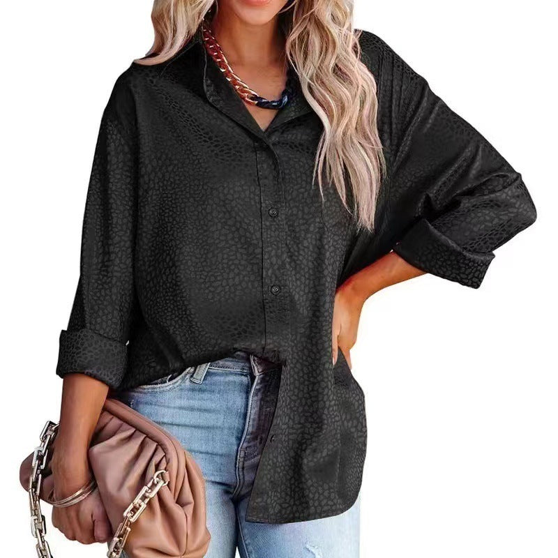 Women's Elegant Leopard Print Long Sleeve Blouse