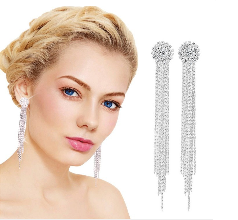 Women’s Long Tassel Crystal Earrings - Wazzi's Wear