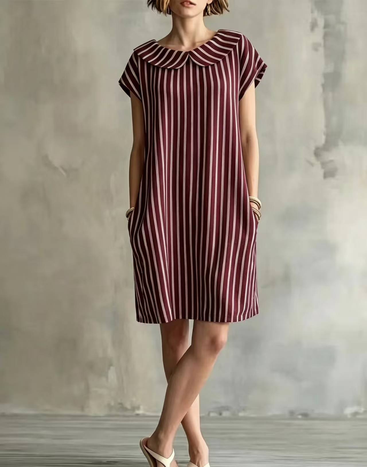 Elegant And Fashionable Printed Striped Dress For Women