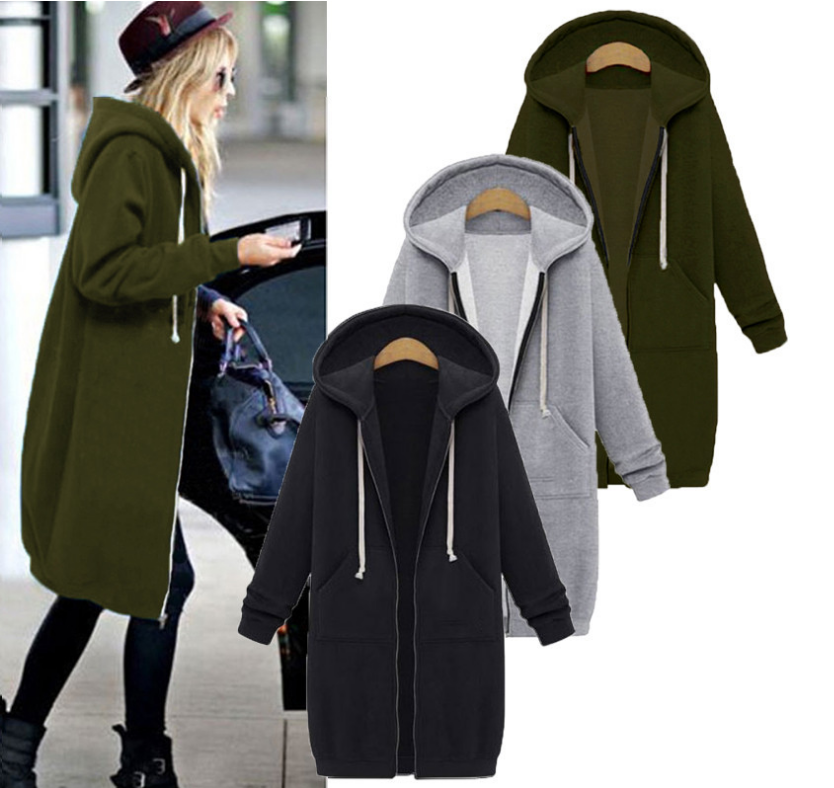 Women’s Hooded Long Sleeve Sweater Coat in 13 Colors S-5XL - Wazzi's Wear