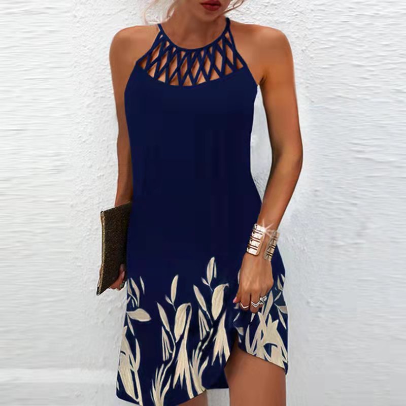 Women’s Sleeveless Halterneck Summer Midi Dress in 14 Patterns - Wazzi's Wear