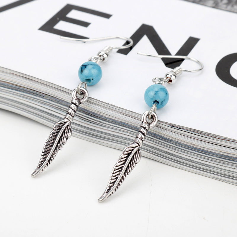 Unisex Ethnic Feather Drop Earrings - Wazzi's Wear