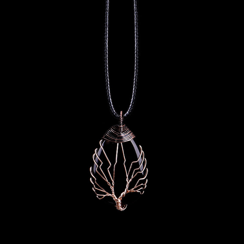 Natural Crystal Tree Of Life Necklace in 6 Colors - Wazzi's Wear