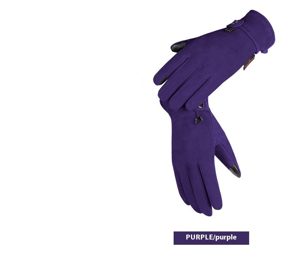 Women’s Touch Screen Fleece-Lined Leather Gloves