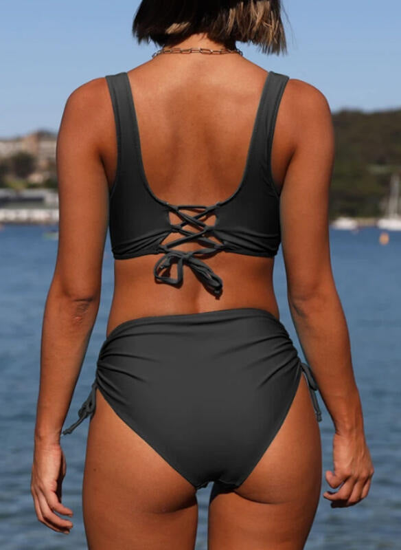 Women’s Bikini with Adjustable Drawstring Bottoms in 4 Colors S-3XL - Wazzi's Wear