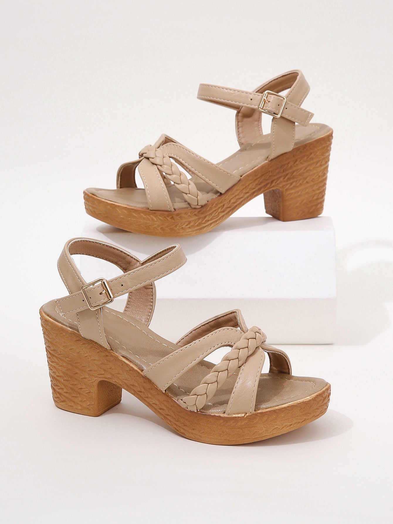 Women’s Chunky Heel Sandals with Ankle Strap in 3 Colors