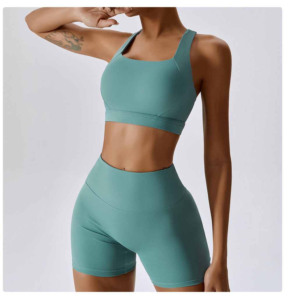 Women’s Activewear Shorts and Matching Sleeveless Crop Top Set in 5 Colors S-XL - Wazzi's Wear