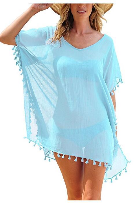 Women’s One Size Fringed Beach Cover-Up in 21 Colors - Wazzi's Wear