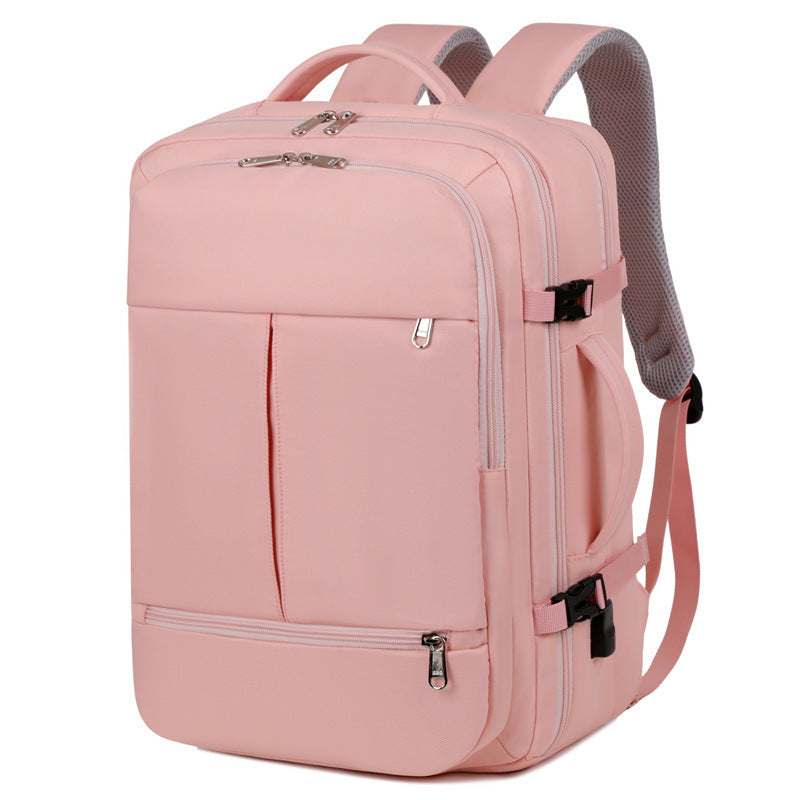 Large Capacity Solid Colour Waterproof Backpack with USB Port