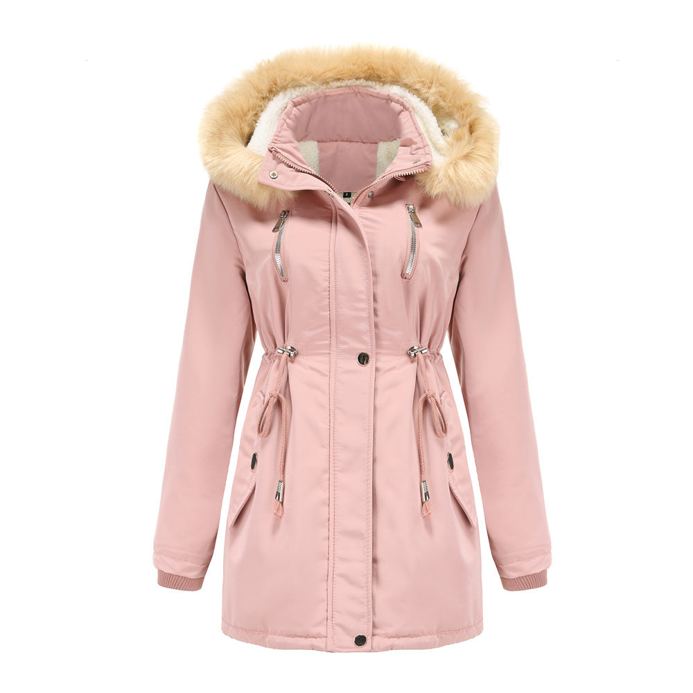 Women’s Fleece Winter Coat with Detachable Hood in 5 Colors S-5XL - Wazzi's Wear