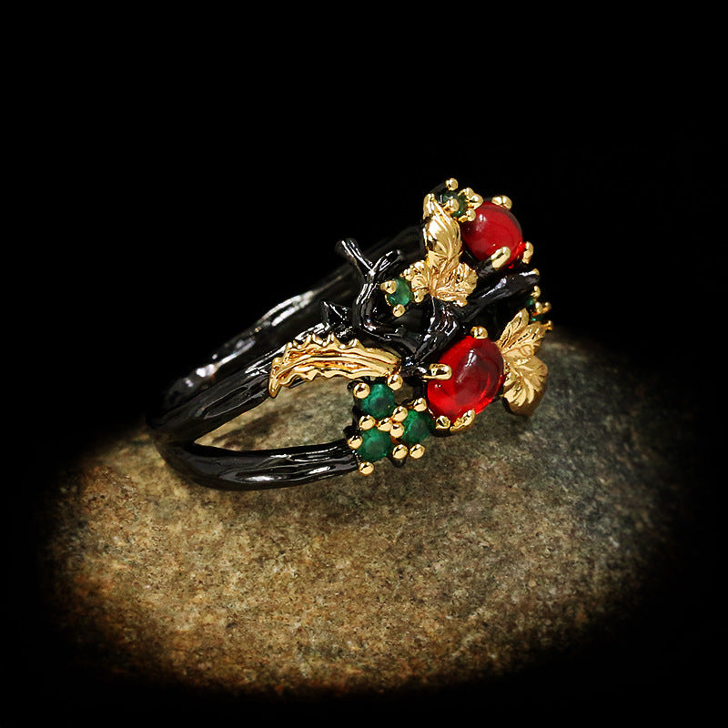 Trendy Colorful Flower Angel Two-Tone Ring For Women Fashion Cross-Border Jewelry