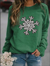 Load image into Gallery viewer, Women’s Christmas Crew Neck Sweatshirt with Snowflake in 10 Colors S-XXXL - Wazzi&#39;s Wear